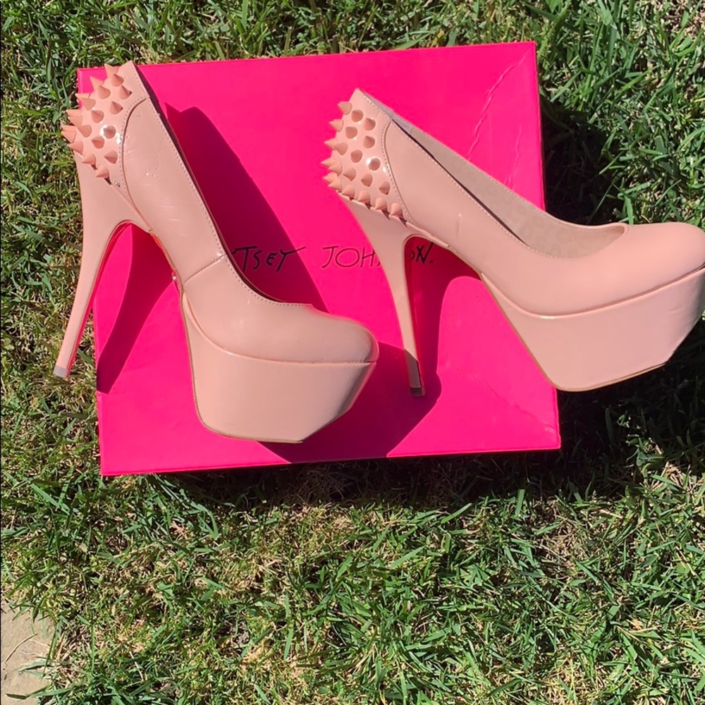 Betsey Johnson Nude Studded Heel